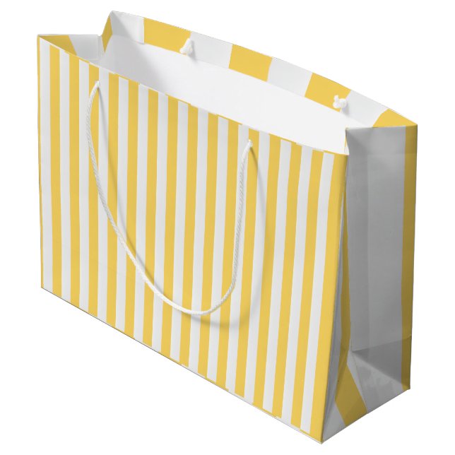 Grand Sac Cadeau Albatros Jaune et Blanc rayé (Dos Angle)