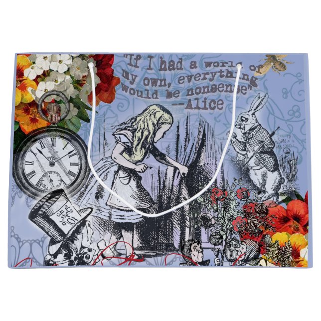 Grand Sac Cadeau Alice nonsense rideau merveilleux - Bleu (Devant)