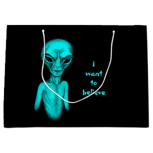 Grand Sac Cadeau Alien, je veux croire