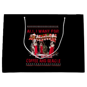 Grand Sac Cadeau All I Want Beagle And Coffee