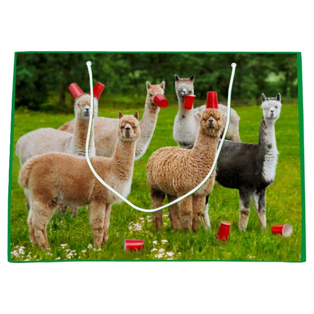 Grand Sac Cadeau Alpacas Avec Coupes Rouges (Devant)