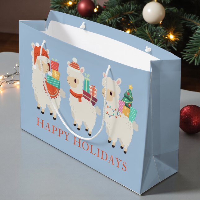 Grand Sac Cadeau Alpacas festifs transportant des dons | Noël (Créateur téléchargé)