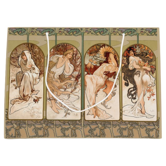 Grand Sac Cadeau Alphonse Mucha The Seasons 1897 Art Nouveau (Devant)