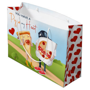 Grand Sac Cadeau Amour de Pizza Drôle