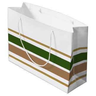 Grand Sac Cadeau Amusant Large Vert foncé Brown Racing Stripes Sur