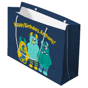 Grand Sac Cadeau Amusant Petit Cartoon Monsters Garçons Anniversair