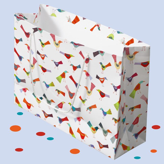 Grand Sac Cadeau Amusant Rainbow Bird (Rainbow bird pattern large gift bag)