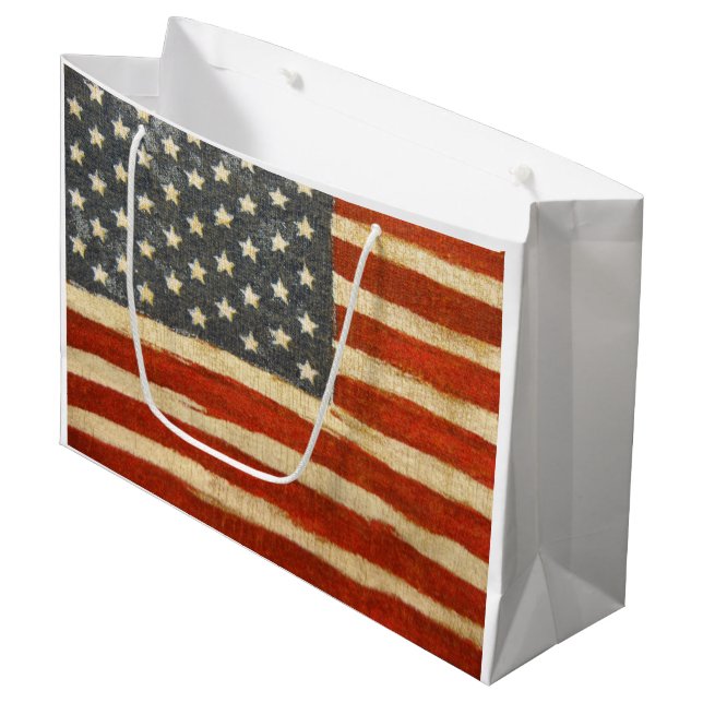 Grand Sac Cadeau Ancien drapeau américain (Devant Angle)