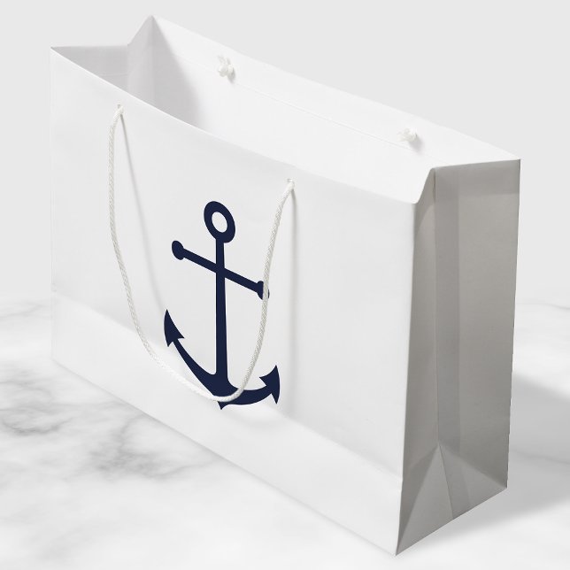 Grand Sac Cadeau Ancre bleue marine (Créateur téléchargé)