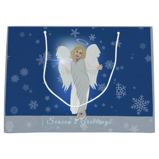 Grand Sac Cadeau Ange de neige (Devant)