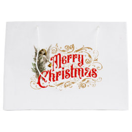 Grand Sac Cadeau Ange Ornat-Joyeux Noël-Rétro