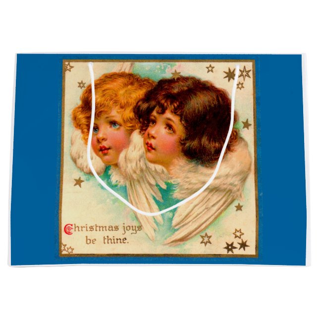 Grand Sac Cadeau Anges victoriens Noël Joys Be Thine (Devant)