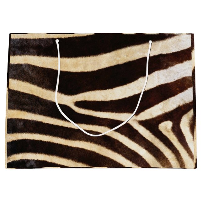 Grand Sac Cadeau Animal Skin Zebra Safari Brown Whit Black (Devant)