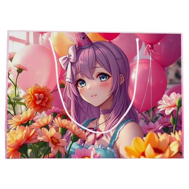 Grand Sac Cadeau Anniversaire à thème Anime fille (Dos)