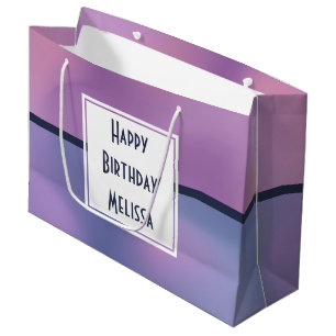 Grand Sac Cadeau Anniversaire Abstrait Moderne Violet Et Rose Tourb