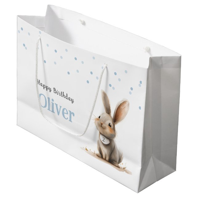 Grand Sac Cadeau Anniversaire de enfant Cute Bunny (Devant Angle)