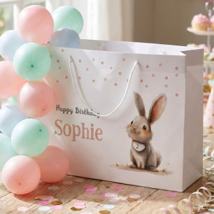Grand Sac Cadeau Anniversaire de fille Lapin mignon