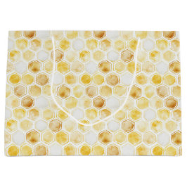 Grand Sac Cadeau Anniversaire de Honeycomb jaune or