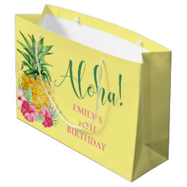 Grand Sac Cadeau Anniversaire de l'Aloha Tropical Pineappical Hawai