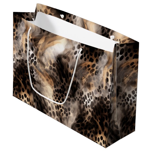 Grand Sac Cadeau Anniversaire de l'animal léopard crème noir (Devant Angle)