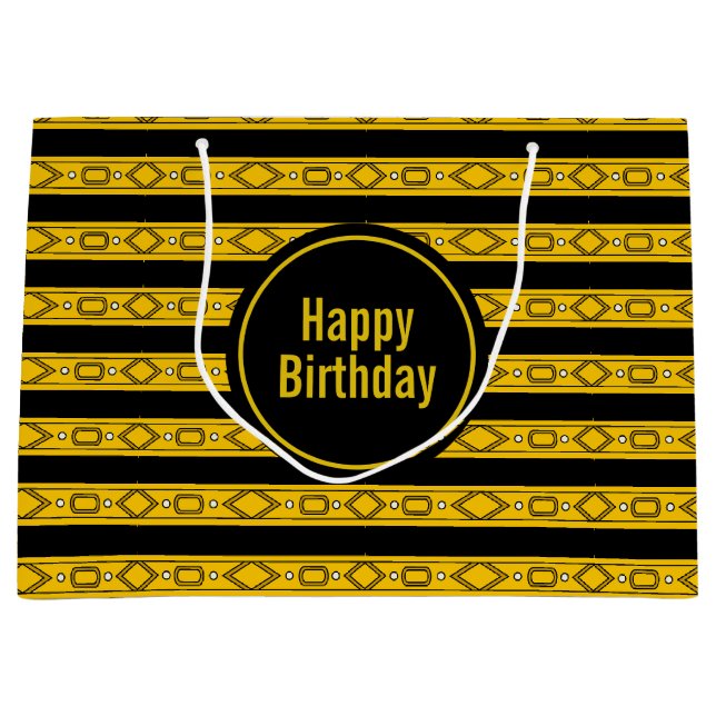 Grand Sac Cadeau Anniversaire de l'or et du noir (Devant)