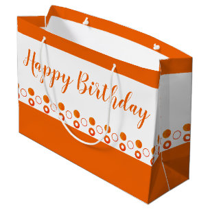 Grand Sac Cadeau Anniversaire d'un designer Polka Orange brillant
