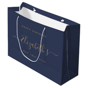 Grand Sac Cadeau Anniversaire personnalisé bleu et or