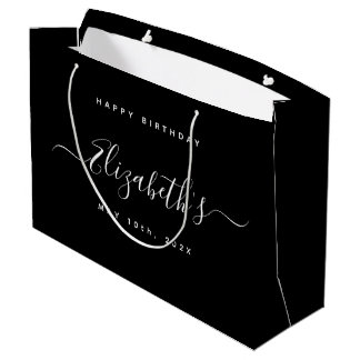 Grand Sac Cadeau Anniversaire personnalisé noir et blanc