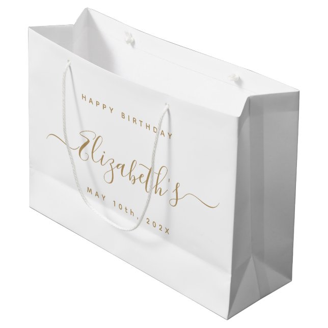 Grand Sac Cadeau Anniversaire personnalisé Noir et Or (Devant Angle)