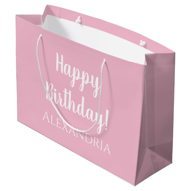 Grand Sac Cadeau Anniversaire personnalisé Pastel Pink Party Favori (Dos Angle)
