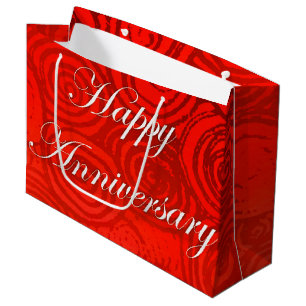 Grand Sac Cadeau Anniversaire tourbillonne rouge