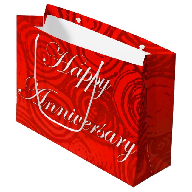 Grand Sac Cadeau Anniversaire tourbillonne rouge (Devant Angle)