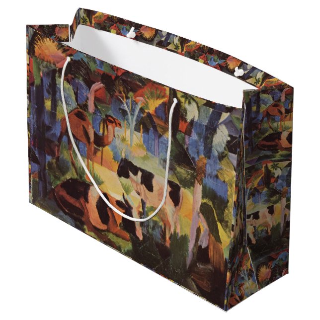 Grand Sac Cadeau Août Macke Paysage avec vaches et chameau (Dos Angle)
