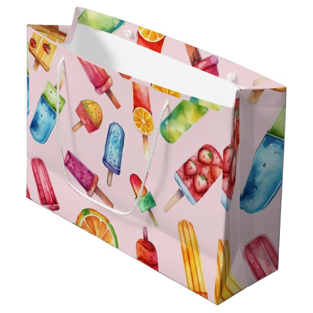 Grand Sac Cadeau Aquarelle Bright Popsicle (Devant Angle)