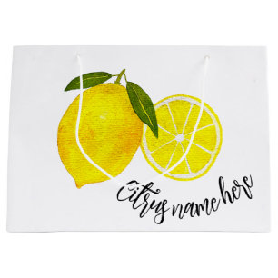 Grand Sac Cadeau Aquarelle Citron jaune