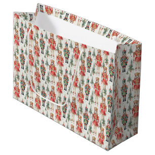 Grand Sac Cadeau Aquarelle de noisette carrelée Festive Noël
