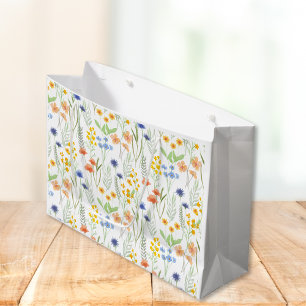Grand Sac Cadeau Aquarelle Fleur Sauvage 
