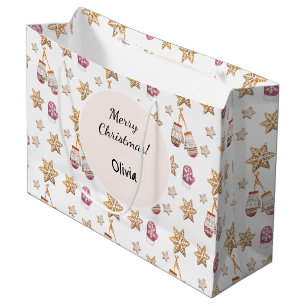 Grand Sac Cadeau Aquarelle mignonne Glowes d'hiver Cookies de moton