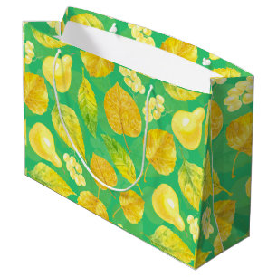 Grand Sac Cadeau Aquarelle motif d'automne