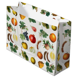 Grand Sac Cadeau Aquarelle Motif de fruits méditerranéen