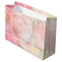 Grand Sac Cadeau Aquarelle rose Arrière - plan floral
