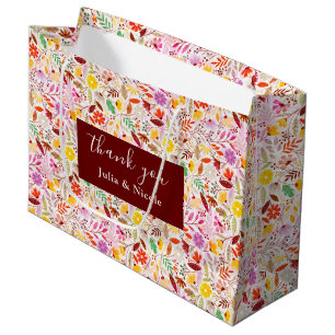 Grand Sac Cadeau Aquarelles Vibrantes Fleurs de Tulipe d'Été Mariag