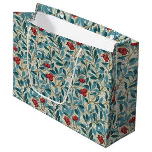 Grand Sac Cadeau Arbre à framboises rouges, William Morris