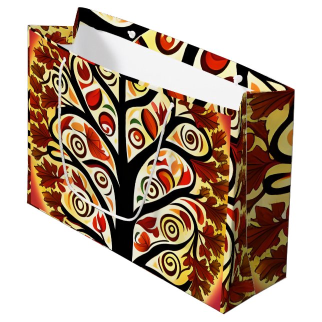 Grand Sac Cadeau Arbre Abstrait de récolte d'automne (Devant Angle)