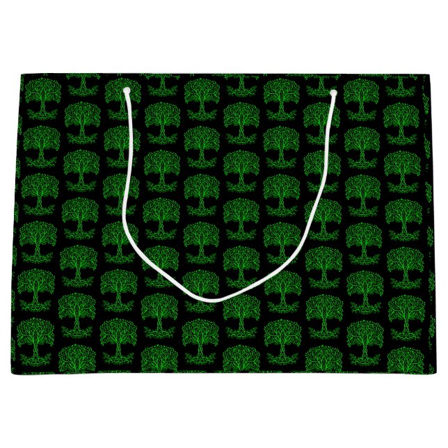 Grand Sac Cadeau Arbre Celtique Vert De Vie (Devant)