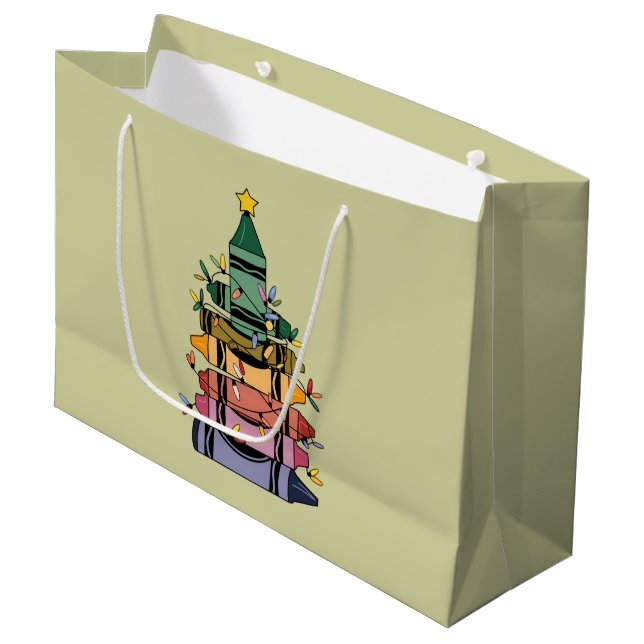 Grand Sac Cadeau Arbre de Noël Enseignant Vie Cadeau Enseignement (Devant Angle)