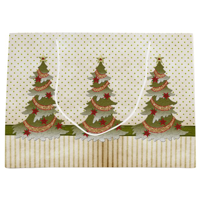 Grand Sac Cadeau Arbre de Noël Grandes Pois (Devant)
