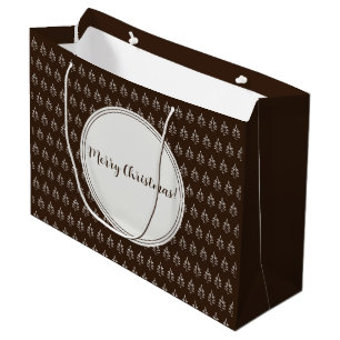 Grand Sac Cadeau Arbre de Noël Motif chocolat noir