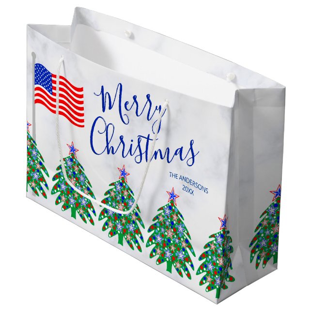 Grand Sac Cadeau Arbre De Noël Patriotique Militaire Ou Militaire (Devant Angle)