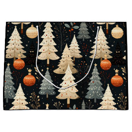 Grand Sac Cadeau Arbre Noir Noël